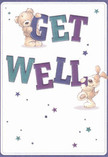 A heartfelt tribute to caring spirit, this get well card radiates the playful optimism of Earl's Court. Two adorable figures-a golden teddy bear brimming with soft warmth and a velvety-eared puppy full of youthful cheer-frame brightly coloured 'Get Well' letters across the centre, their lush indigo and teal hues standing boldly against an elegant white backdrop. Flickering blue and purple stars dot the scene, turning the surrounding space into an aura of hope and gentle magic, much like the feeling in a cherished local café on a sunny SW5 morning. The soothing, tactile quality of the fur and ears, expertly illustrated, draws one's imagination into a world of gentle comfort. The design, filled with friendly laughter and genuine care, fits seamlessly alongside a thoughtfully arranged bouquet delivered with a smile by the friendly team at Flower Delivery Earl's Court. This card is a visual embrace, a tangible wish for health and happiness, and a perfect way to share encouragement with friends and loved ones throughout this spirited London neighbourhood.